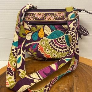 Vera Bradley Quilted Floral Print Purple Crossbody Shoulder Bag
